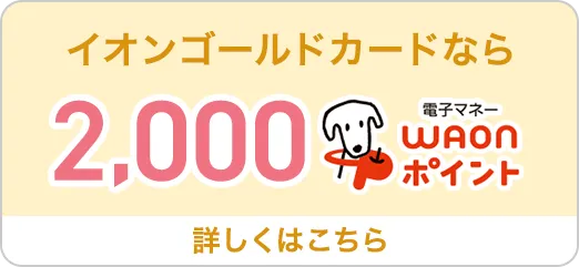 イオンゴールドカードなら2,000電子マネーWAONポイント 詳しくはこちら