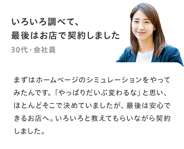 「いろいろ調べて、最後はお店で契約しました」
